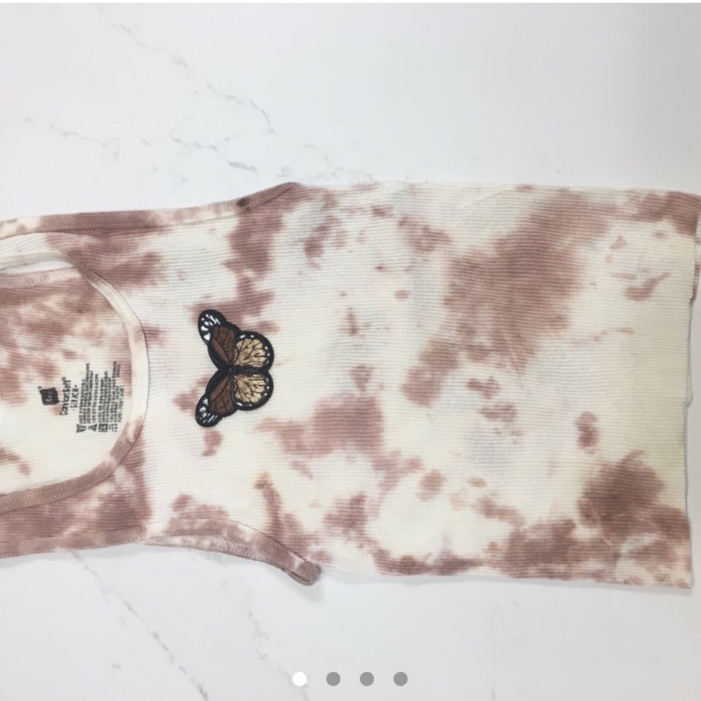 y2k handmade brown tie dye crop tank top.